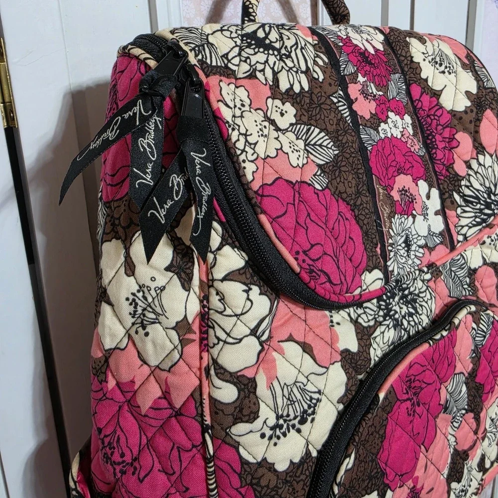 Vera Bradley Double Zip Backpack in RETIRED Mocha Rouge Pattern NWT